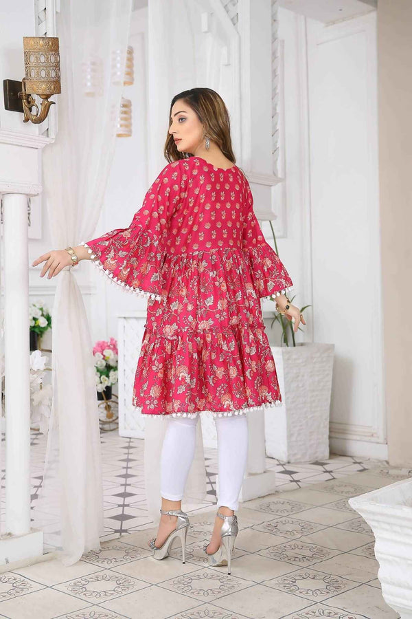 Anarkali Kurti Cotton Printed 3/4 Sleeves | Buy Online USA – IshDeena