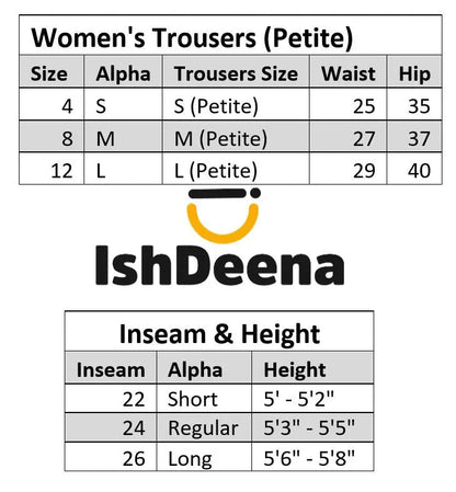 IshDeena Casual or Work Elastic Waist White Cotton Trousers With Lace for Petite Women - IshDeena