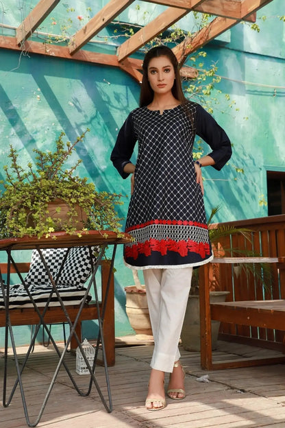 IshDeena Embroidered Cotton Women Shirt Round Tunic Top Kurti Kurta Indian Pakistani - IshDeena