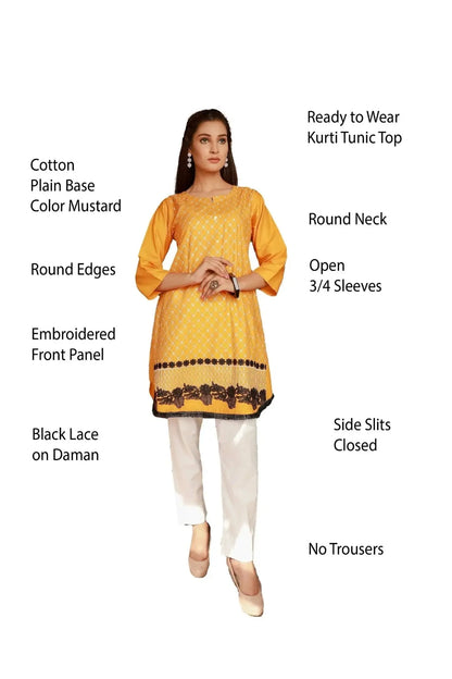 IshDeena Embroidered Cotton Women Shirt Round Tunic Top Kurti Kurta Indian Pakistani - IshDeena