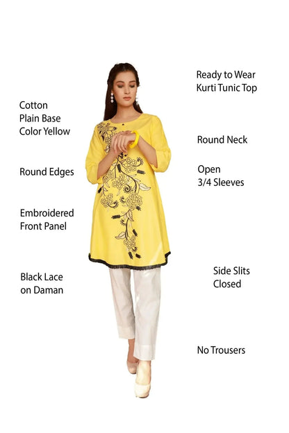 IshDeena Embroidered Cotton Women Shirt Round Tunic Top Kurti Kurta Indian Pakistani - IshDeena