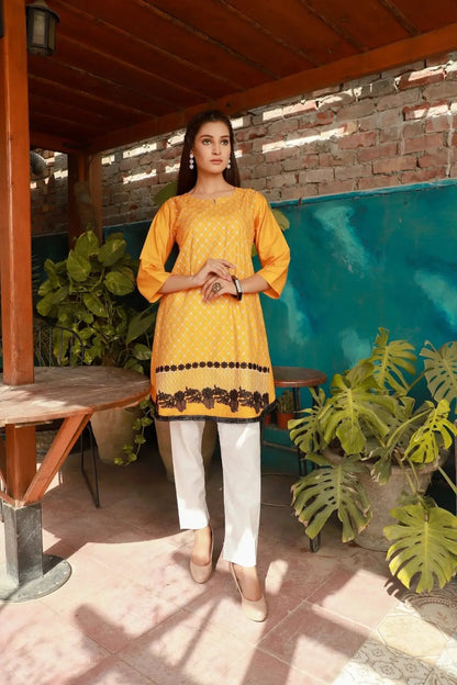 IshDeena Embroidered Cotton Women Shirt Round Tunic Top Kurti Kurta Indian Pakistani - IshDeena