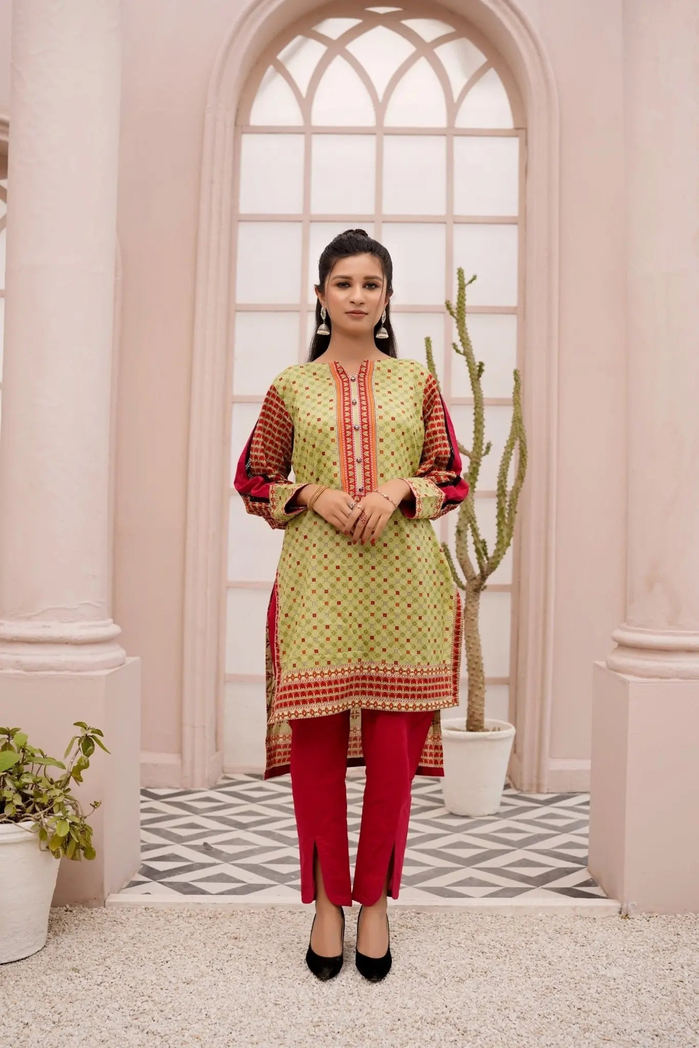 IshDeena Indian Kurta Set for Women: Cotton Fabric, Casual & Festive, 2-Piece Printed Kurta, Office Wear Plus Size M-3XL - IshDeena