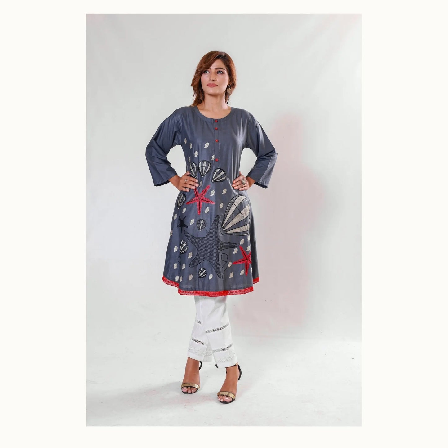 IshDeena Indian Kurtis for Women Indian Style Cotton Tunics Womens Tops Summer Embroidered - IshDeena