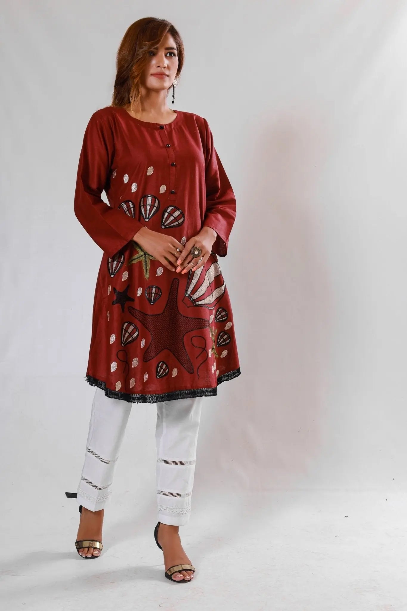 IshDeena Indian Kurtis for Women Indian Style Cotton Tunics Womens Tops Summer Embroidered - IshDeena