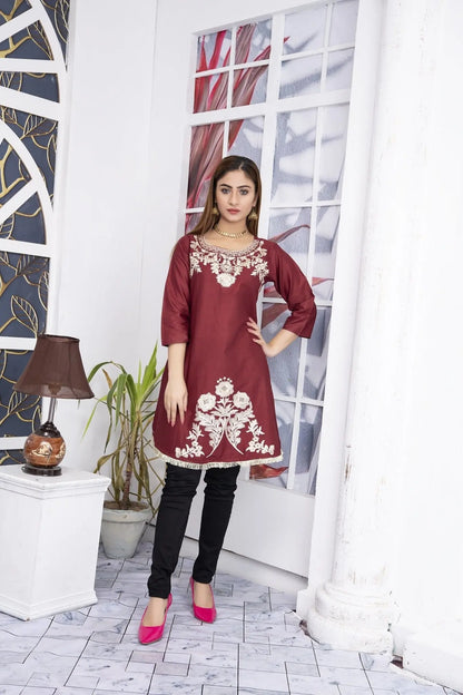 IshDeena Indian Kurtis for Women Indian Style Cotton Tunics Womens Tops Summer Embroidered - IshDeena