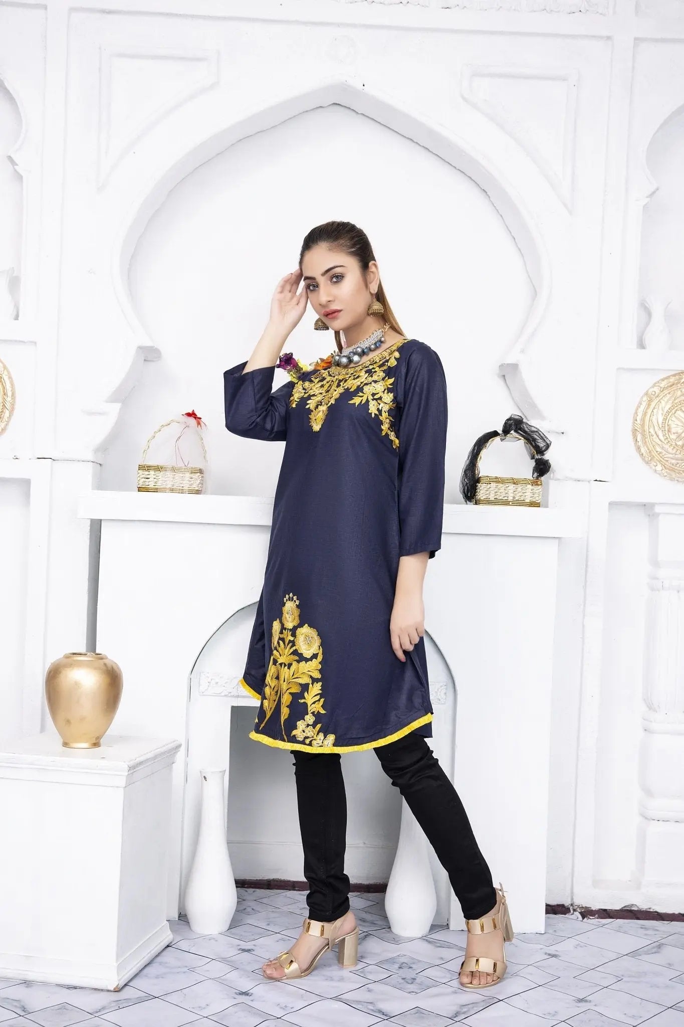 IshDeena Indian Kurtis for Women Indian Style Cotton Tunics Womens Tops Summer Embroidered - IshDeena