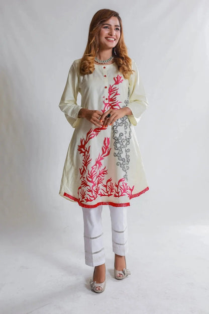 IshDeena Indian Kurtis for Women Indian Style Cotton Tunics Womens Tops Summer Embroidered - IshDeena