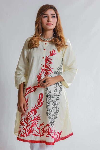 IshDeena Indian Kurtis for Women Indian Style Cotton Tunics Womens Tops Summer Embroidered - IshDeena