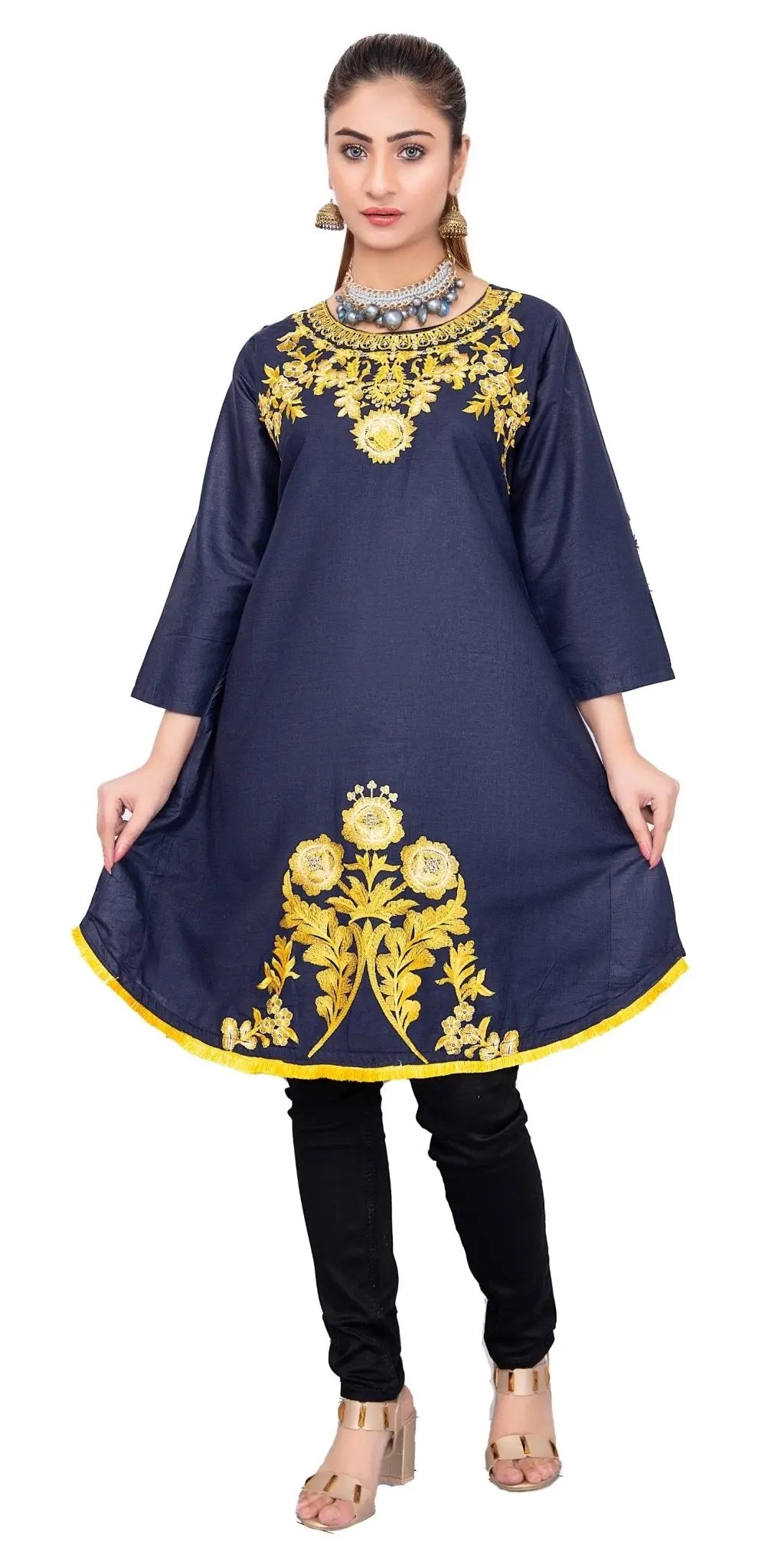 IshDeena Indian Kurtis for Women Indian Style Cotton Tunics Womens Tops Summer Embroidered - IshDeena