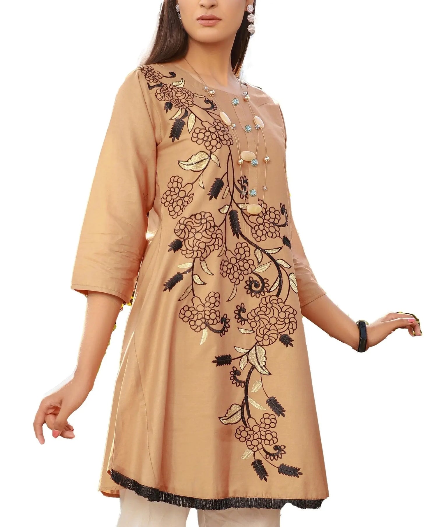 IshDeena Indian Kurtis for Women Indian Style Cotton Tunics Womens Tops Summer Embroidered - IshDeena