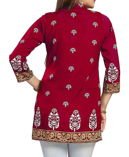 IshDeena Indian Kurtis for Women Indian Style Printed Faux Crepe Tunics Womens Tops Kurta - IshDeena