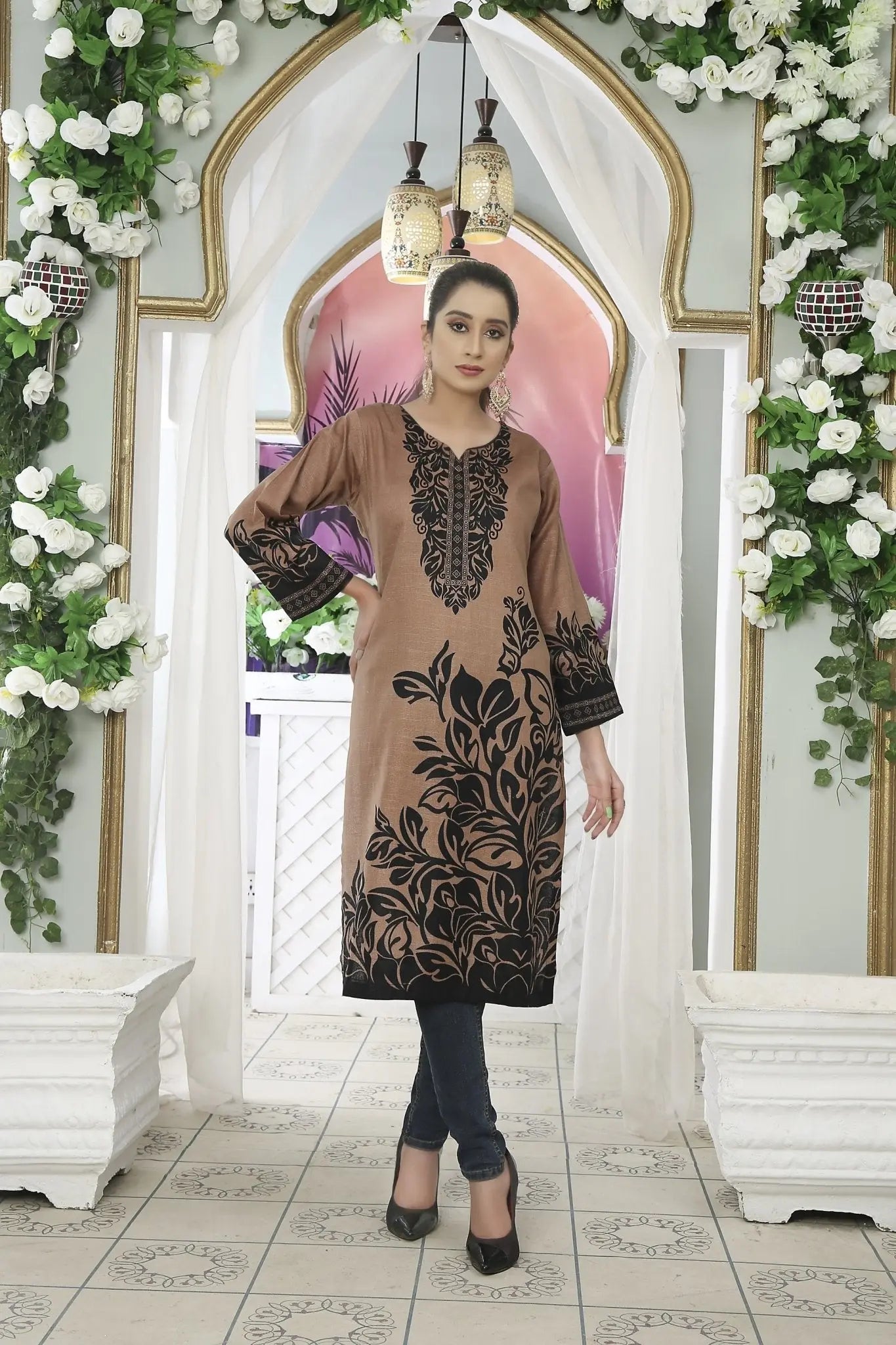 IshDeena Indian Kurtis for Women Pakistani Kurtis for Women Indian Style Long Khaddar - IshDeena