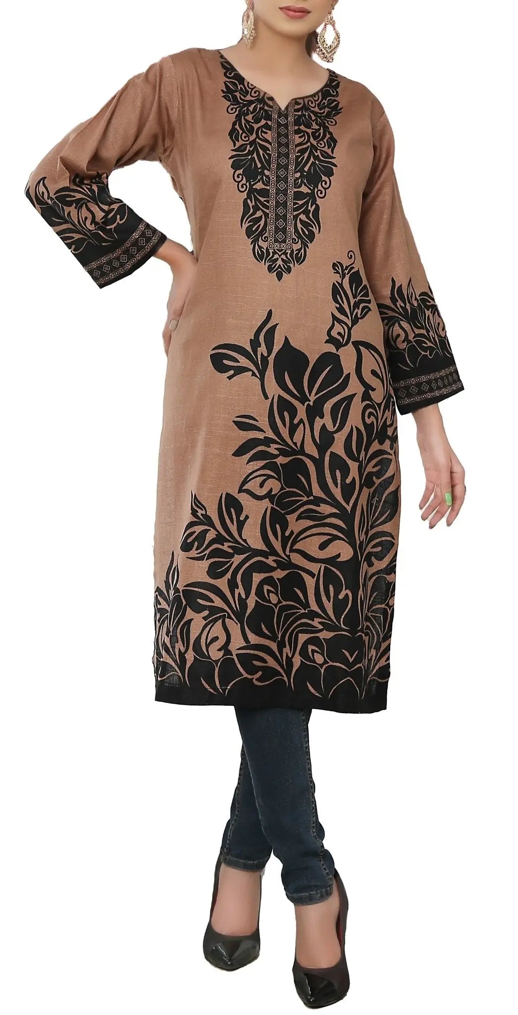 IshDeena Indian Kurtis for Women Pakistani Kurtis for Women Indian Style Long Khaddar - IshDeena