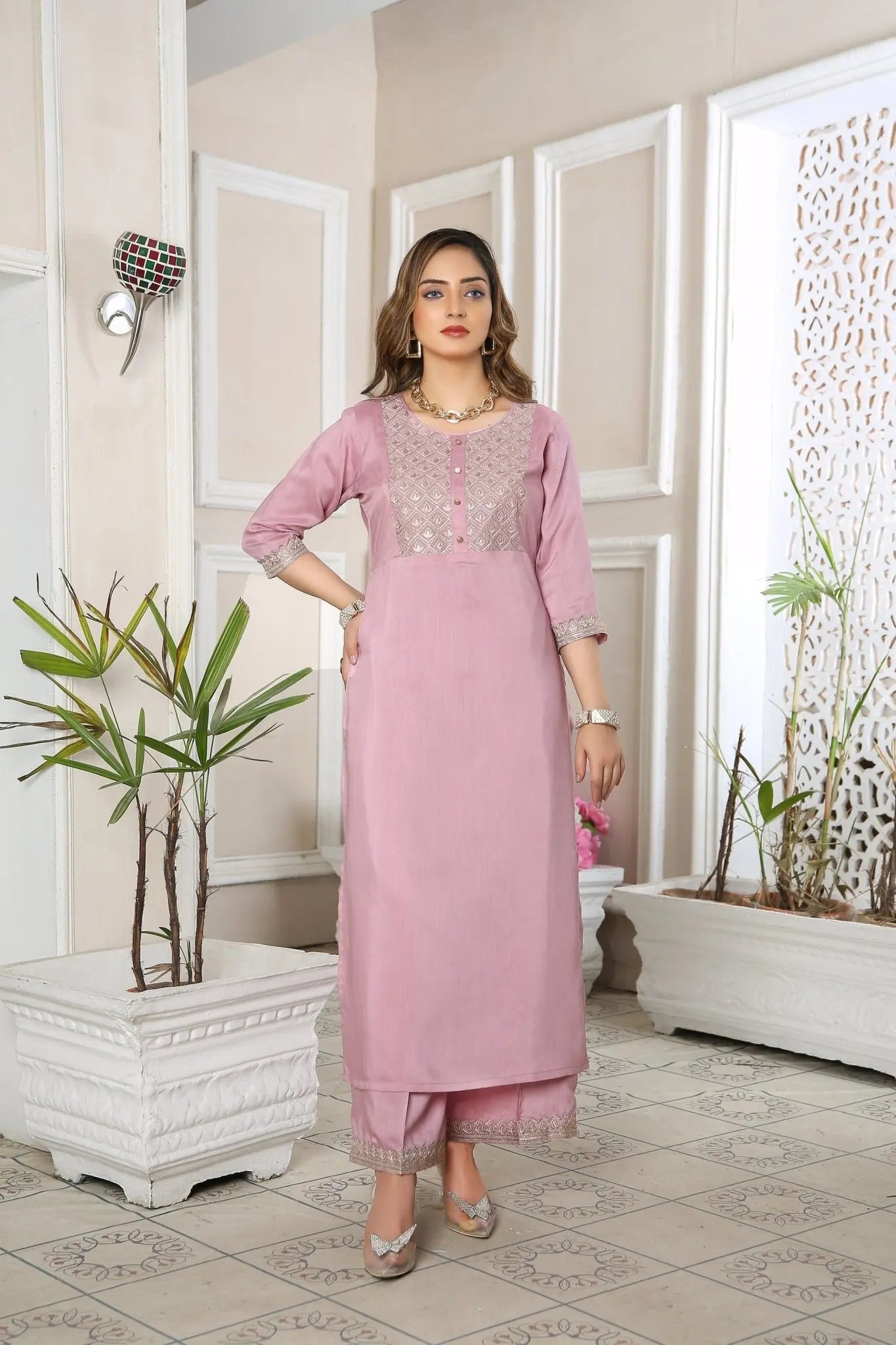 IshDeena Indian Pakistani Dresses for Women Salwar Kameez Palazzo Kurti Set Shalwar Kameez Kurta Suit Embroidered Viscose - IshDeena