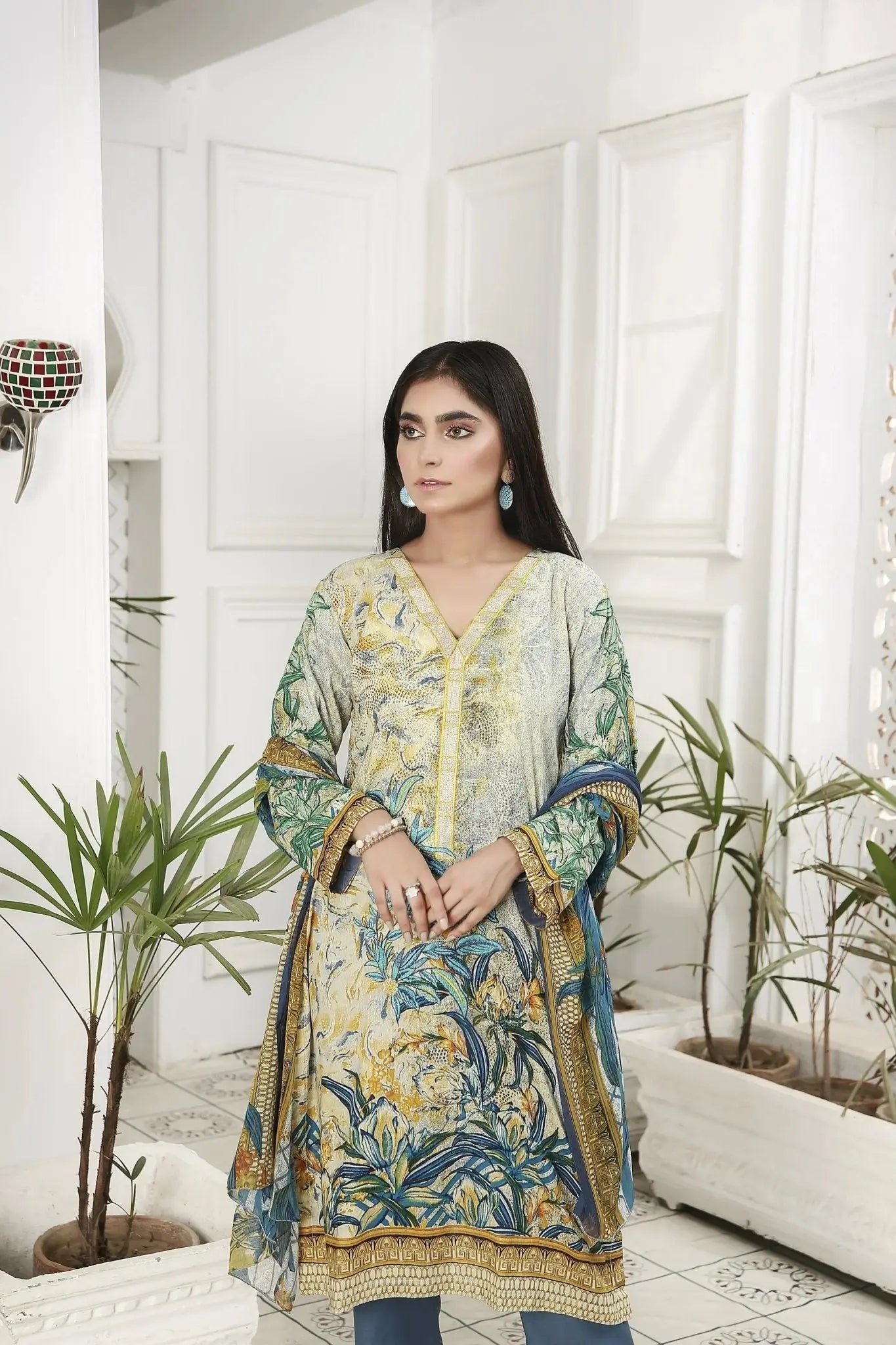 IshDeena Indian salwar kameez suit women ready to wear Pakistani cotton lawn embroidered - IshDeena