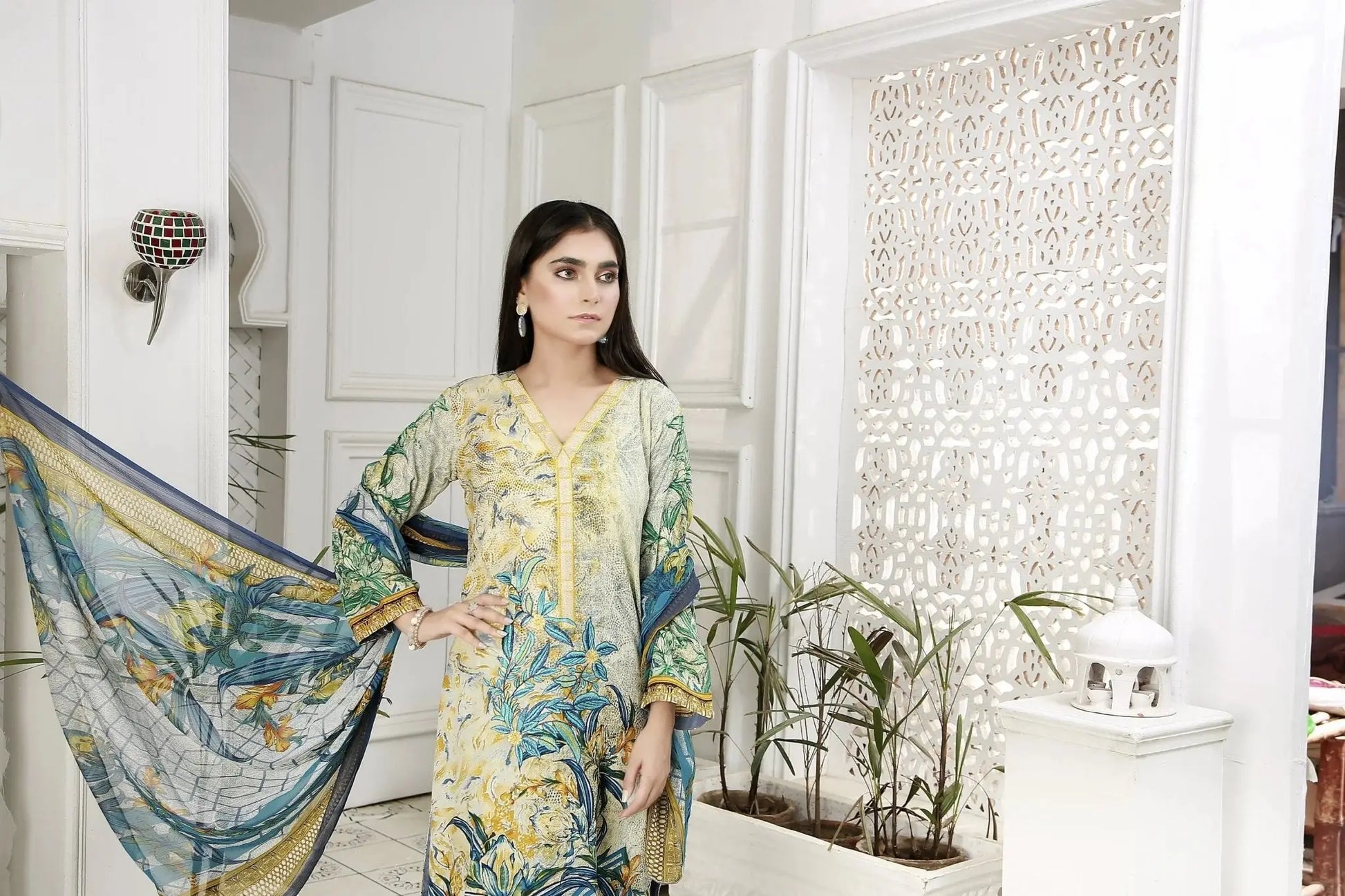 IshDeena Indian salwar kameez suit women ready to wear Pakistani cotton lawn embroidered - IshDeena