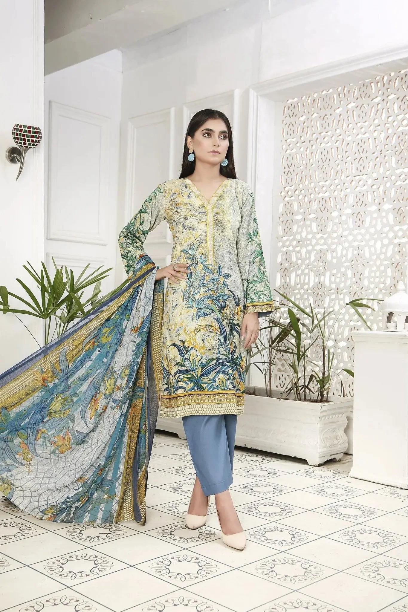 IshDeena Indian salwar kameez suit women ready to wear Pakistani cotton lawn embroidered - IshDeena