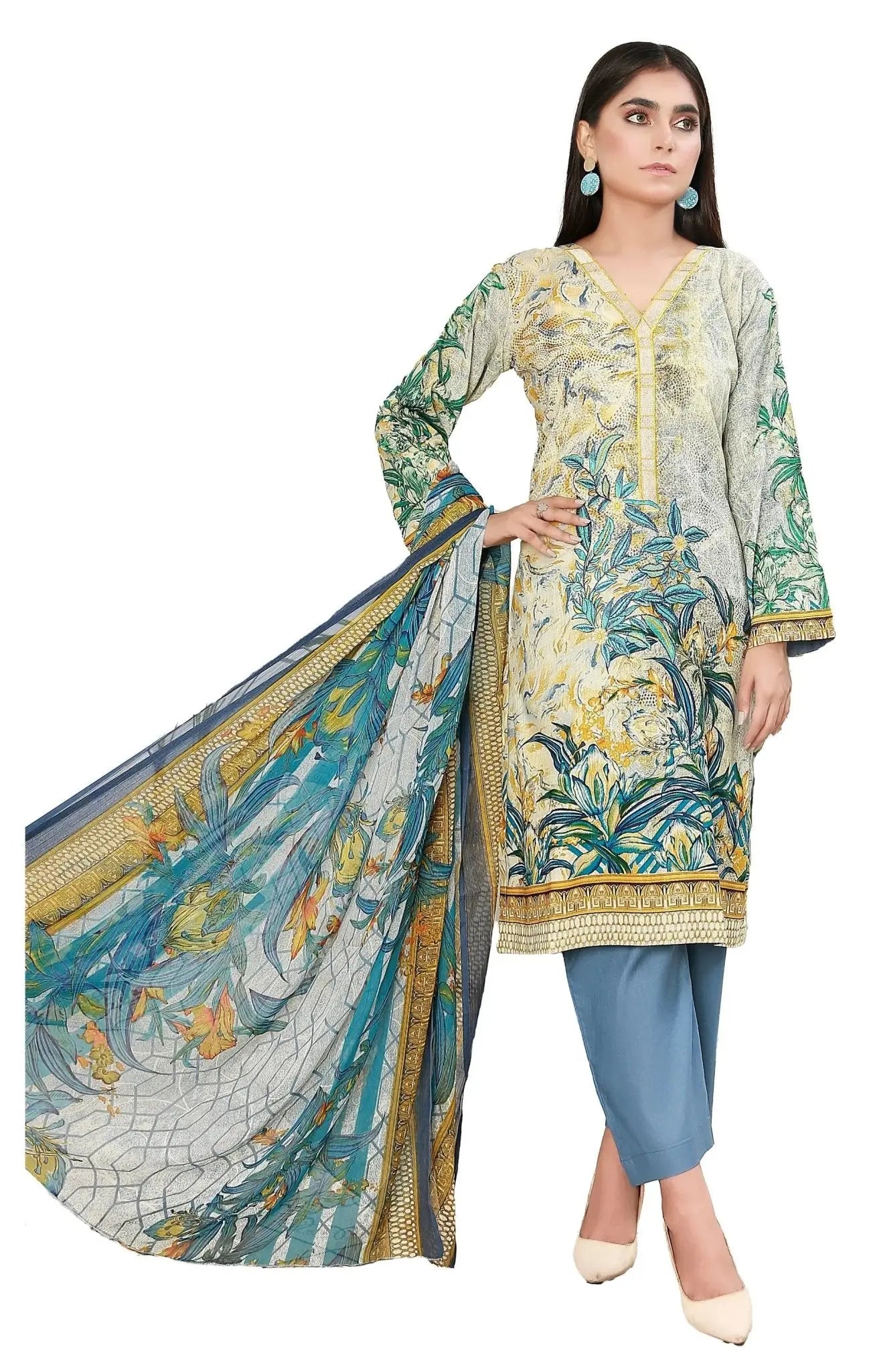 IshDeena Indian salwar kameez suit women ready to wear Pakistani cotton lawn embroidered - IshDeena