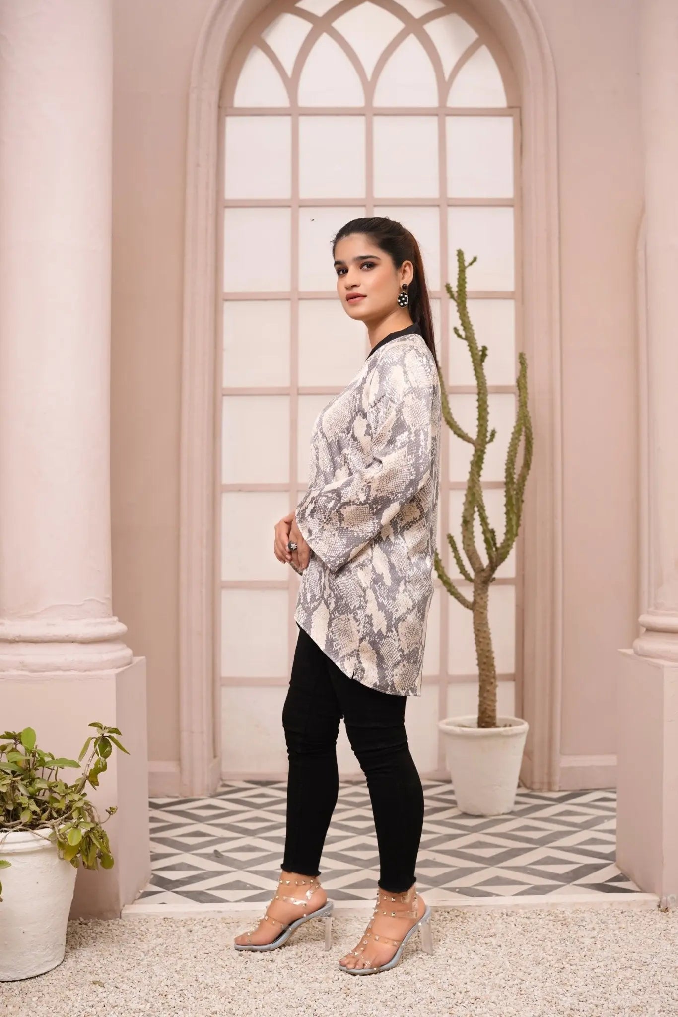 IshDeena IshDeena Satin Silk Tunic Tops for Women - One Piece Short Kurti, Indian Pakistani Fusion Design, Perfect for Office & Casual Wear - IshDeena