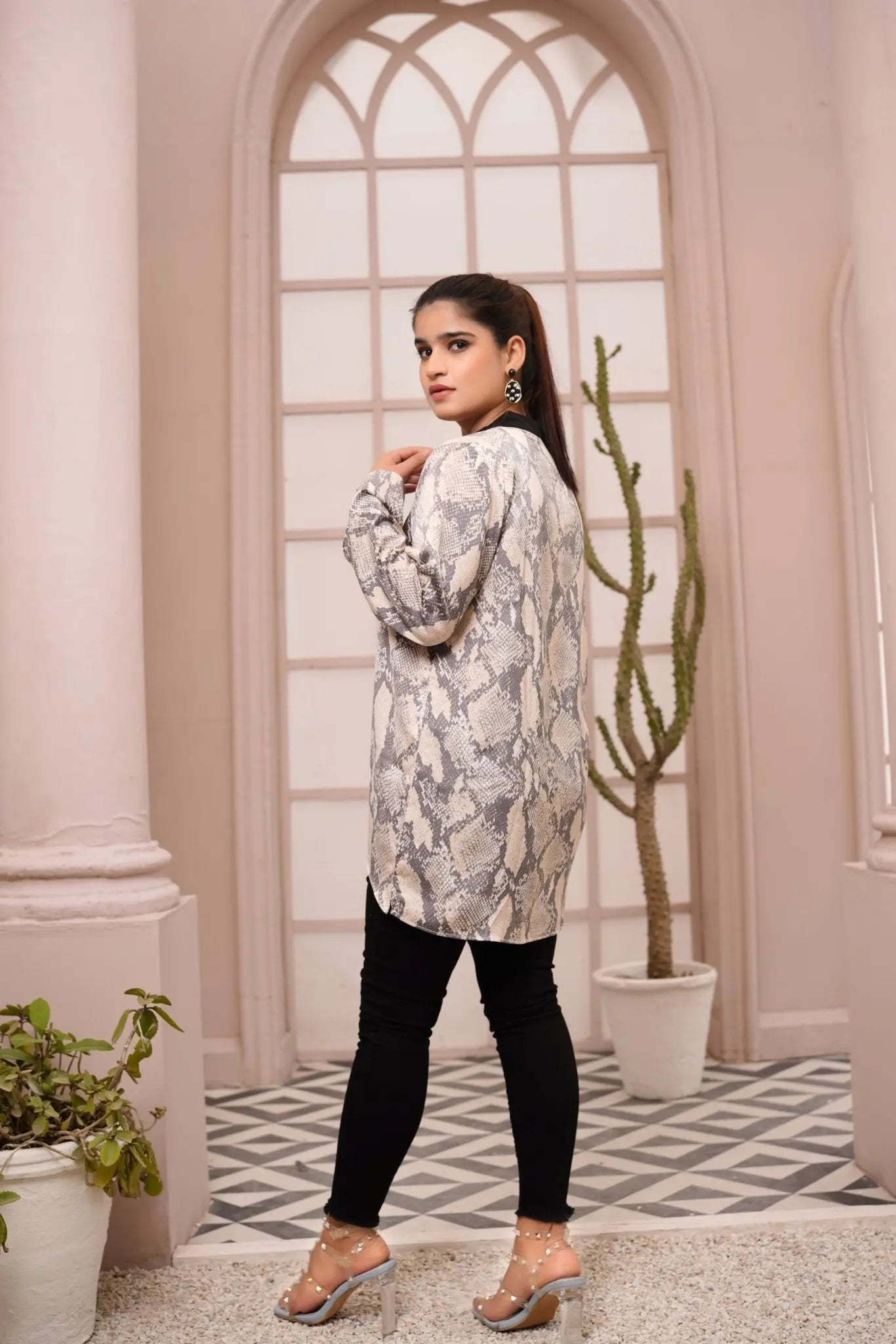 IshDeena IshDeena Satin Silk Tunic Tops for Women - One Piece Short Kurti, Indian Pakistani Fusion Design, Perfect for Office & Casual Wear - IshDeena