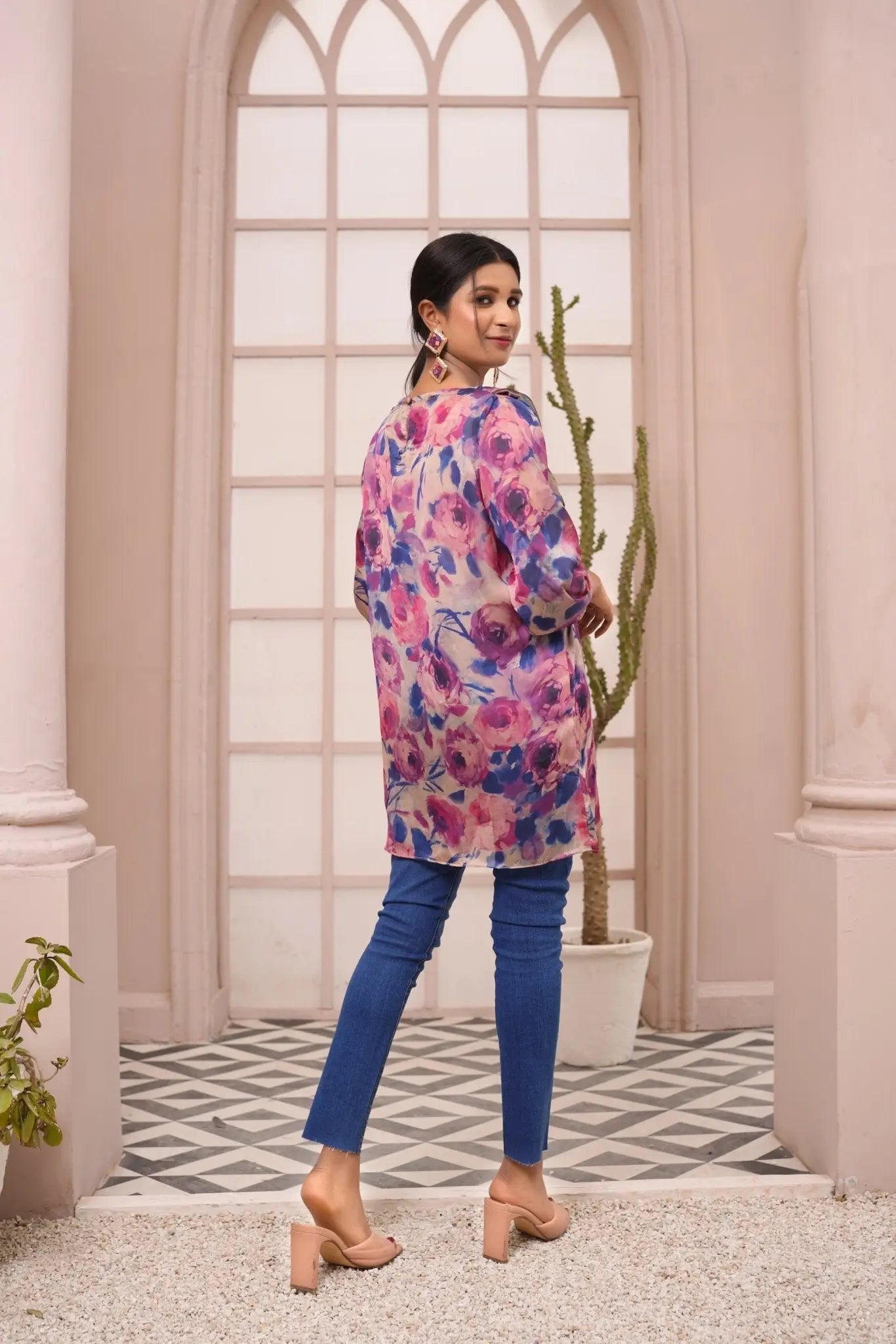 IshDeena IshDeena Satin Silk Tunic Tops for Women - One Piece Short Kurti, Indian Pakistani Fusion Design, Perfect for Office & Casual Wear - IshDeena