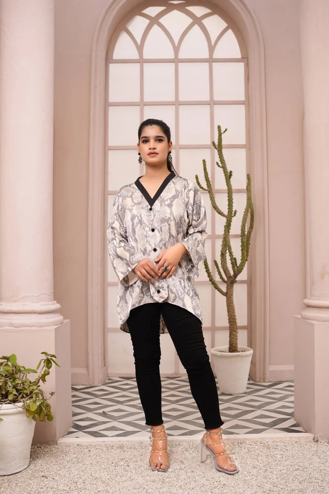 IshDeena IshDeena Satin Silk Tunic Tops for Women - One Piece Short Kurti, Indian Pakistani Fusion Design, Perfect for Office & Casual Wear - IshDeena