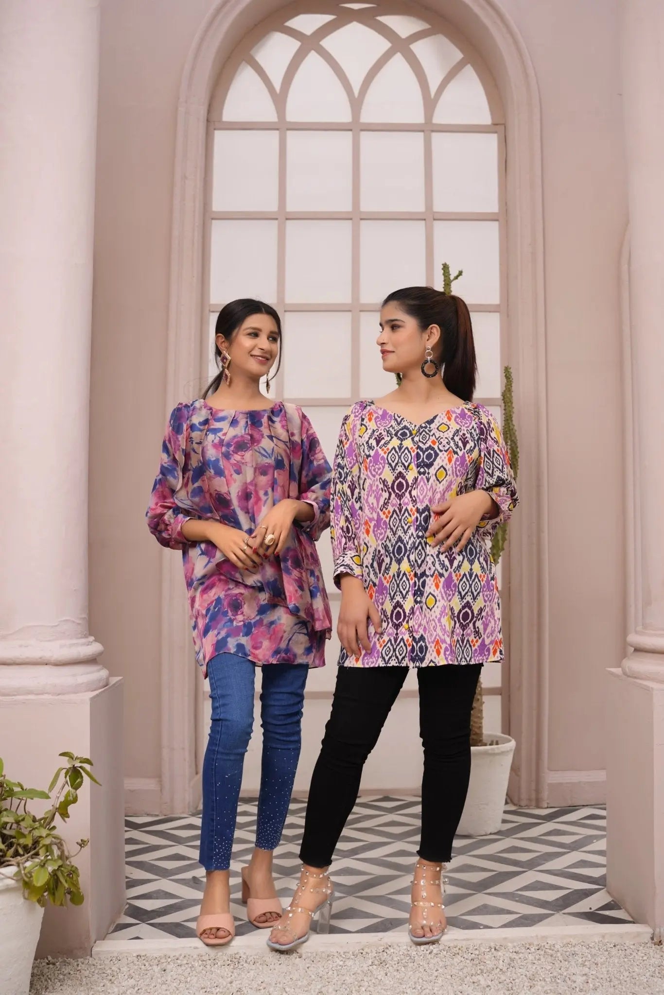 IshDeena IshDeena Satin Silk Tunic Tops for Women - One Piece Short Kurti, Indian Pakistani Fusion Design, Perfect for Office & Casual Wear - IshDeena