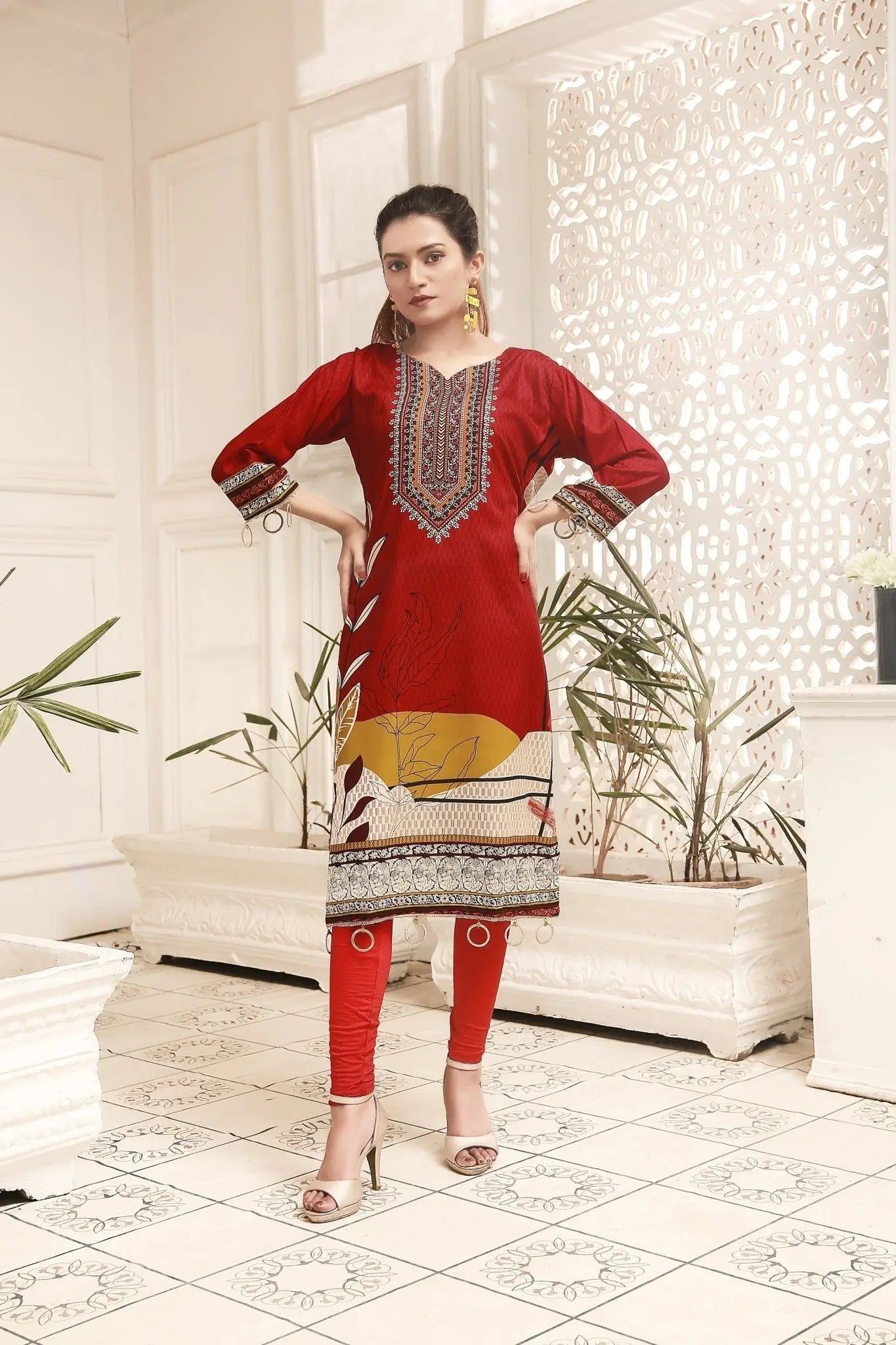 IshDeena Pakistani Indian Kurtis for Women Indian Style M to Plus Size Soft Linen Fabric - IshDeena