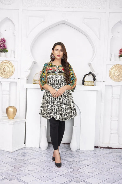 IshDeena Pakistani Kurtis for women Indian Style Cotton Tunics Womens Tops Printed Lawn - IshDeena