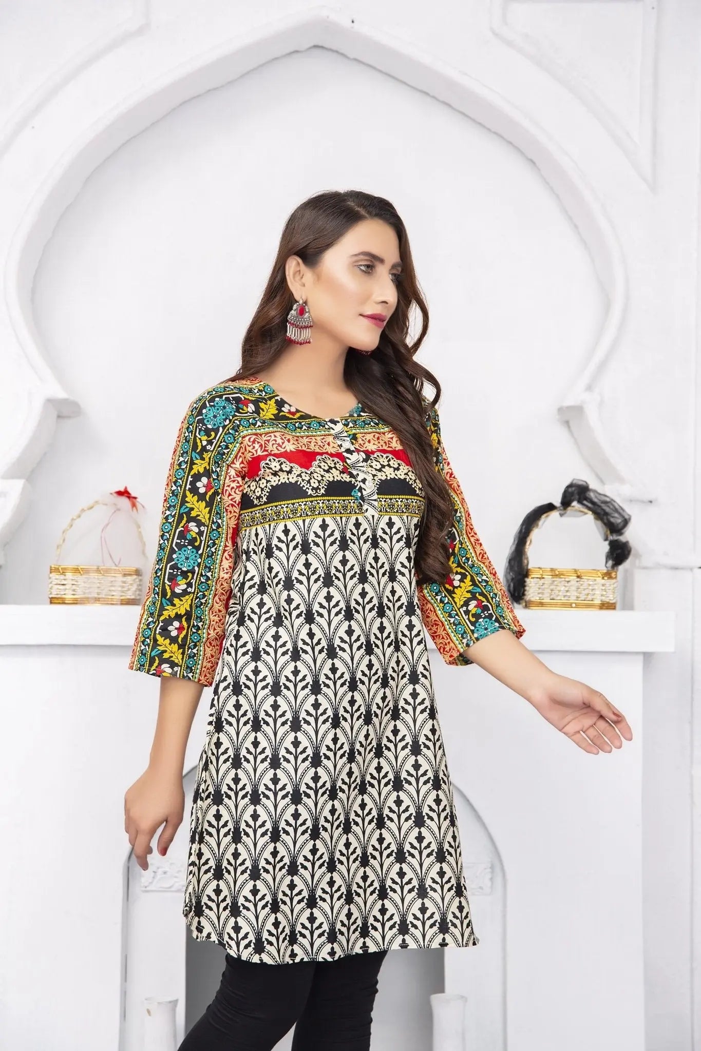 IshDeena Pakistani Kurtis for women Indian Style Cotton Tunics Womens Tops Printed Lawn - IshDeena