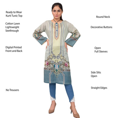 IshDeena Pakistani Kurtis for women Indian Style Cotton Tunics Womens Tops Printed Lawn - IshDeena