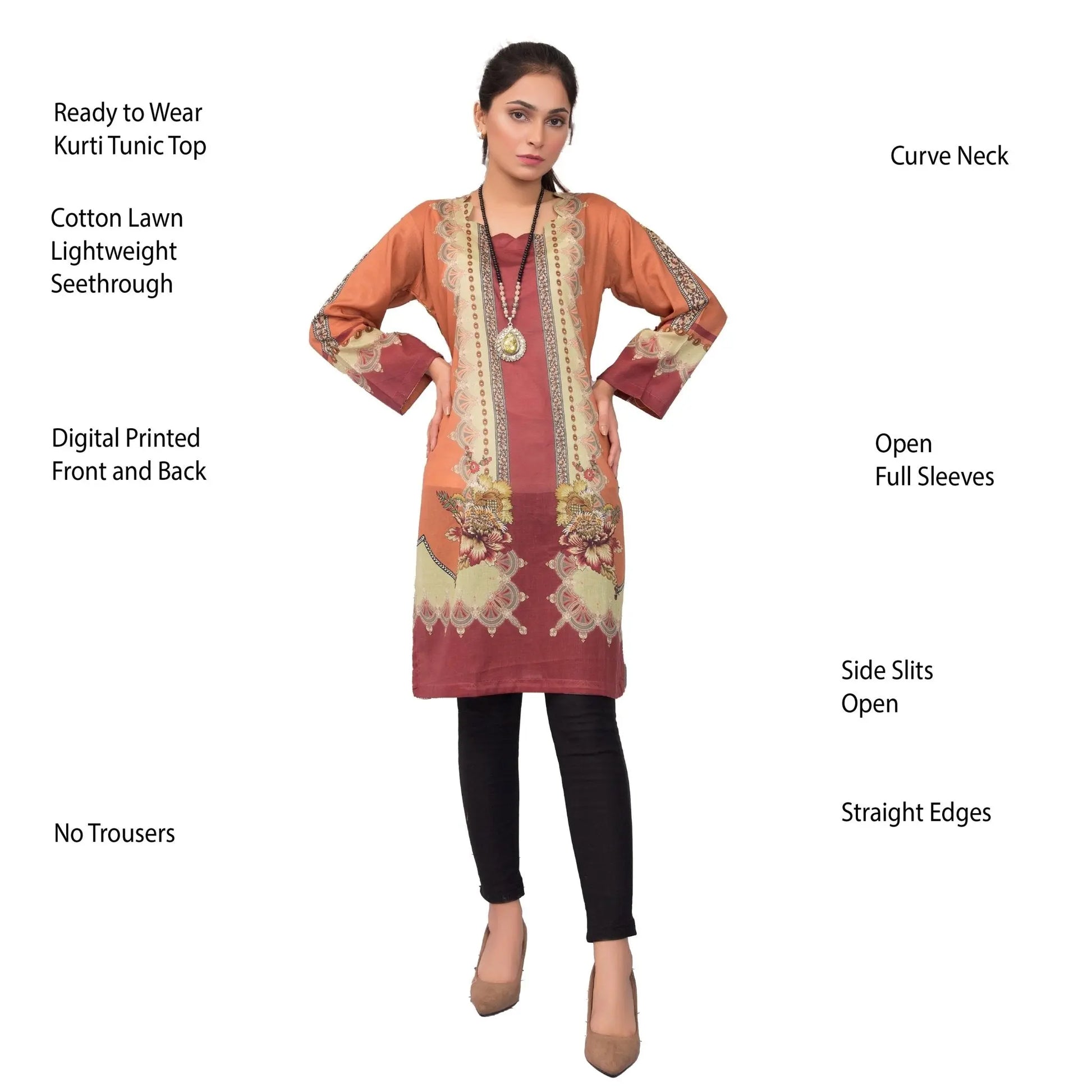 IshDeena Pakistani Kurtis for women Indian Style Cotton Tunics Womens Tops Printed Lawn - IshDeena