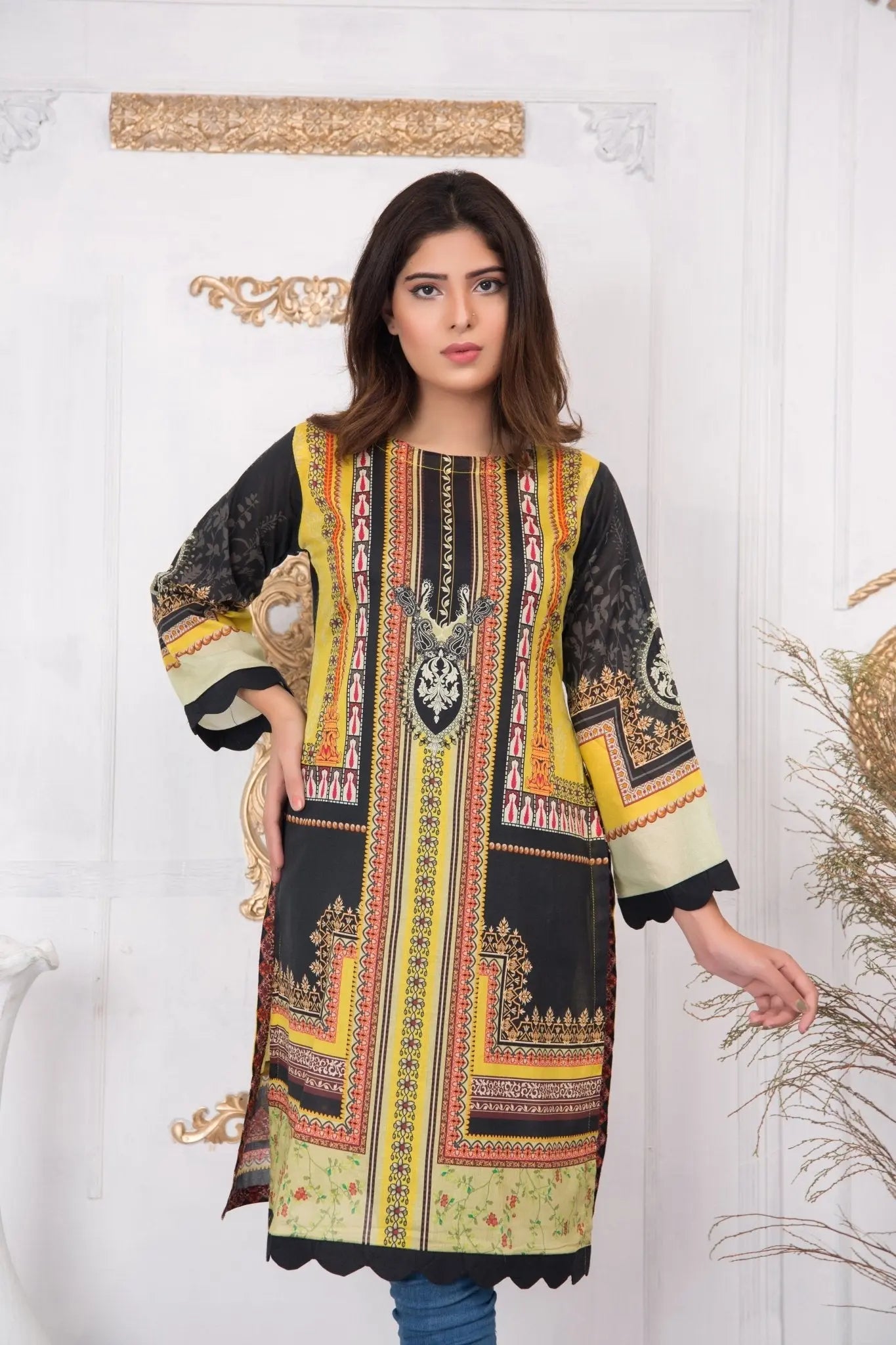 IshDeena Pakistani Kurtis for women Indian Style Cotton Tunics Womens Tops Printed Lawn - IshDeena