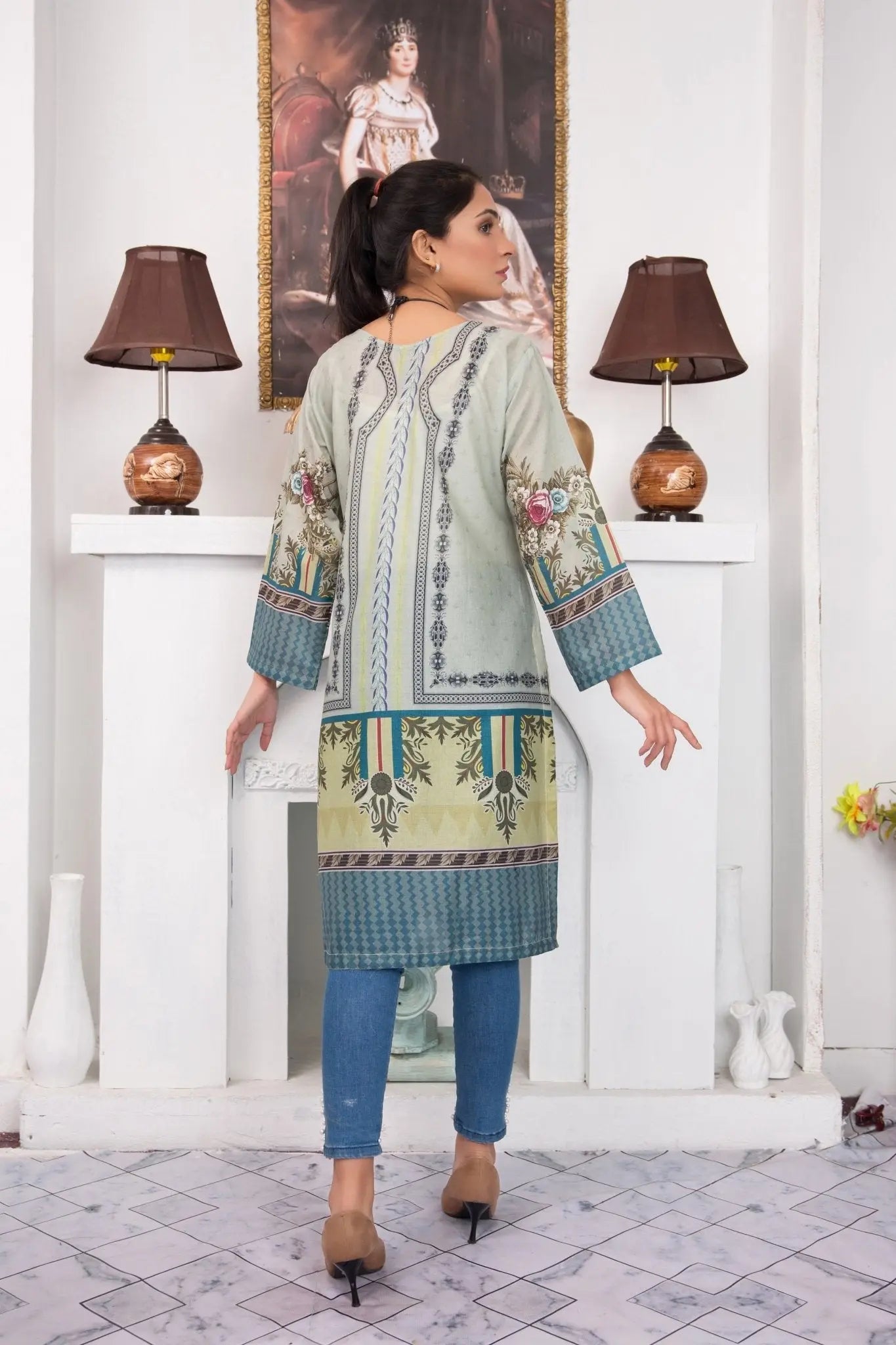 IshDeena Pakistani Kurtis for women Indian Style Cotton Tunics Womens Tops Printed Lawn - IshDeena