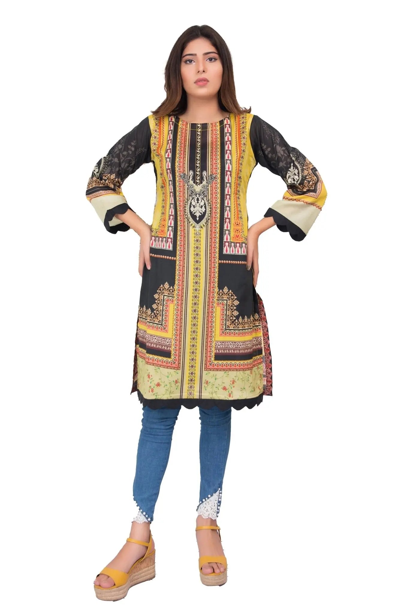 IshDeena Pakistani Kurtis for women Indian Style Cotton Tunics Womens Tops Printed Lawn - IshDeena