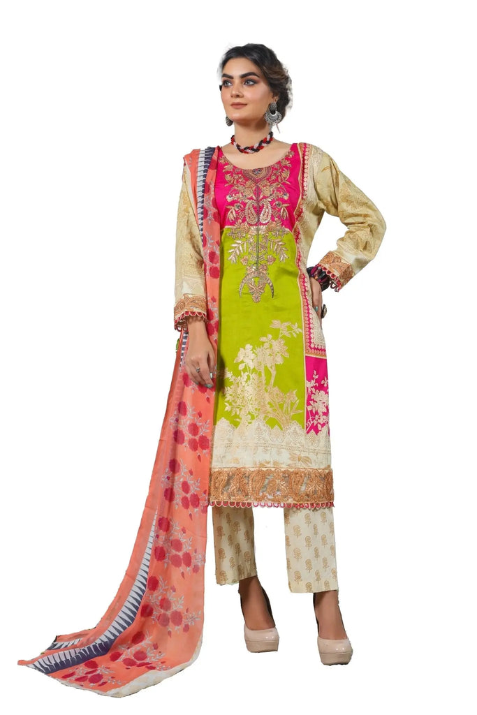 IshDeena Pakistani Lawn Salwar Kameez Indian Dresses for Women Ready to Wear Embroidered - IshDeena