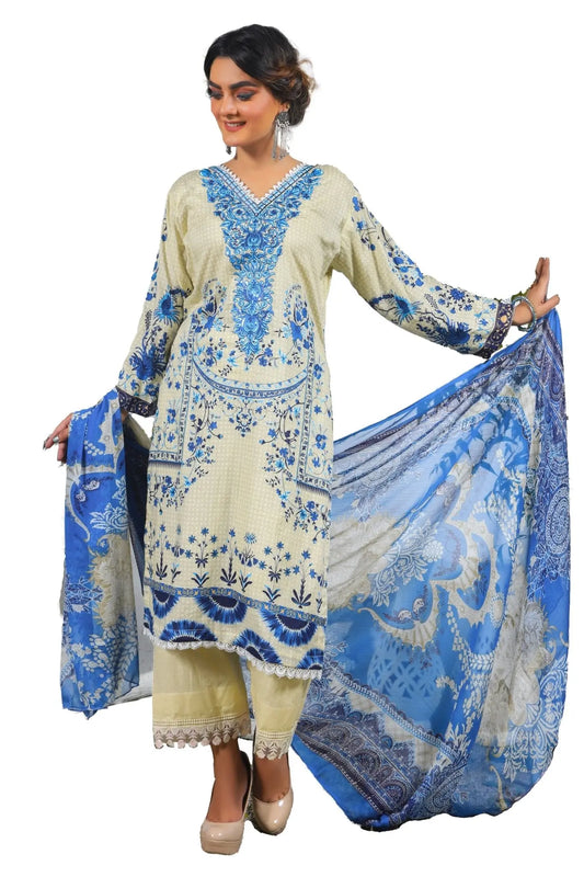 IshDeena Pakistani Lawn Salwar Kameez Indian Dresses for Women Ready to Wear Embroidered - IshDeena