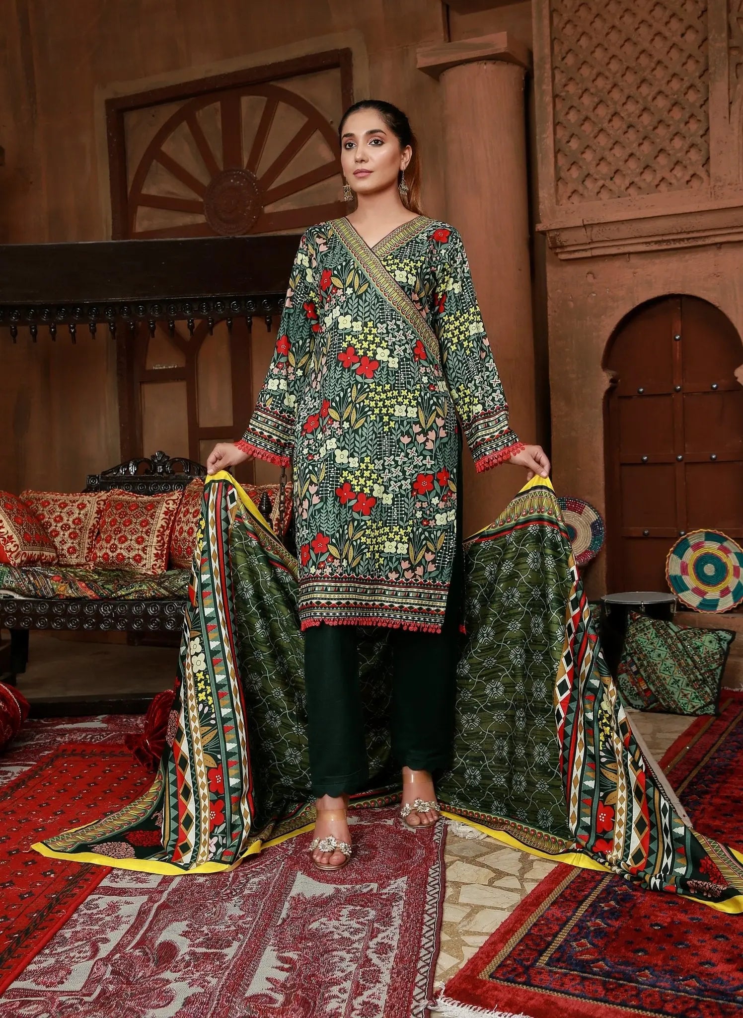 IshDeena Pakistani Lawn Salwar Kameez Indian Dresses for Women Ready to Wear Printed - IshDeena