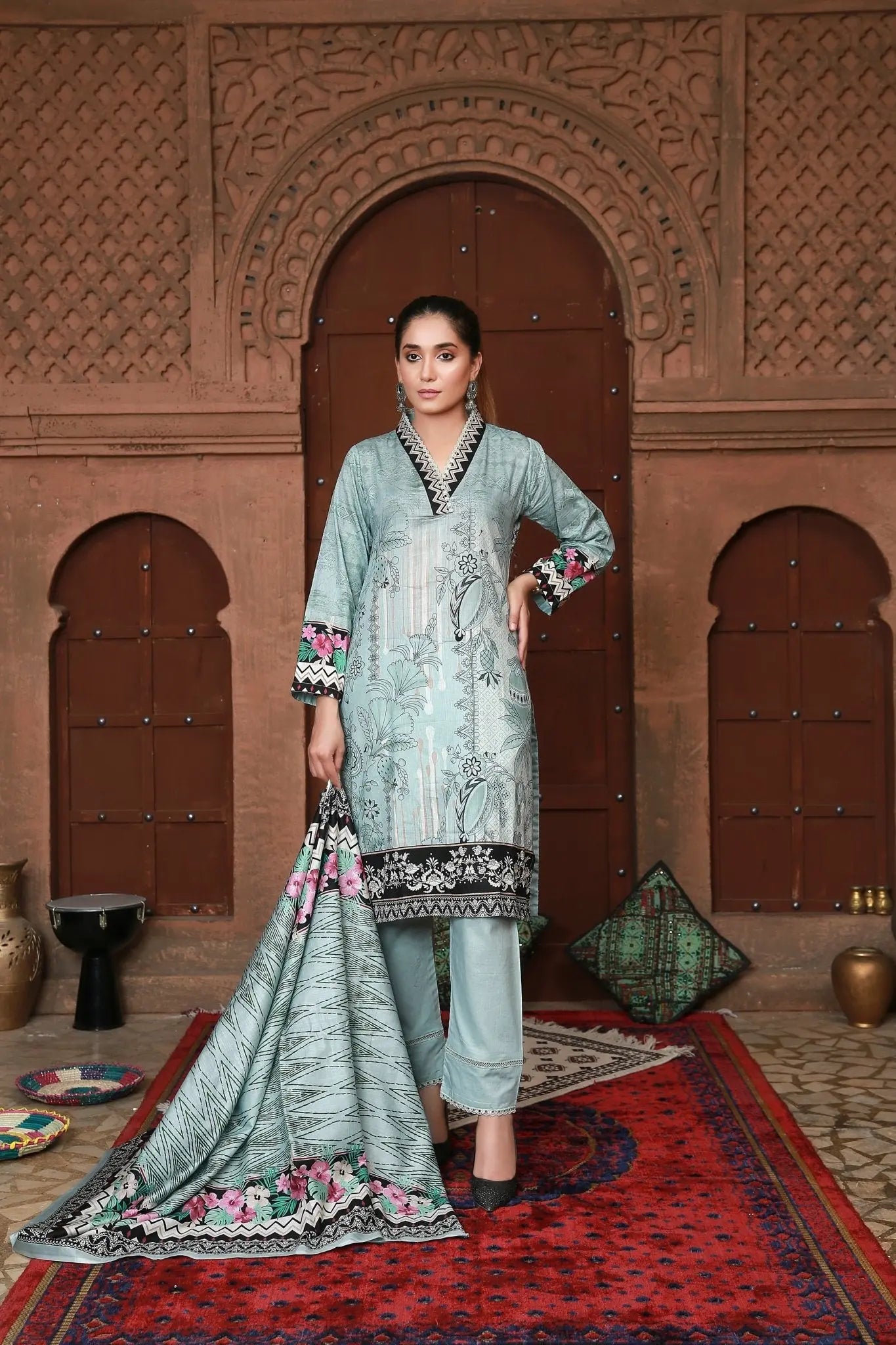 IshDeena Pakistani Lawn Salwar Kameez Indian Dresses for Women Ready to Wear Printed - IshDeena