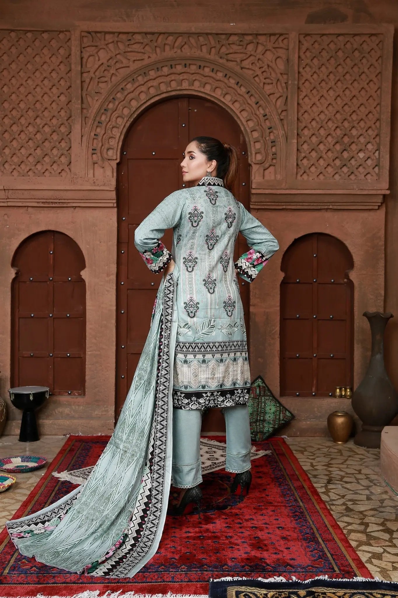 IshDeena Pakistani Lawn Salwar Kameez Indian Dresses for Women Ready to Wear Printed - IshDeena