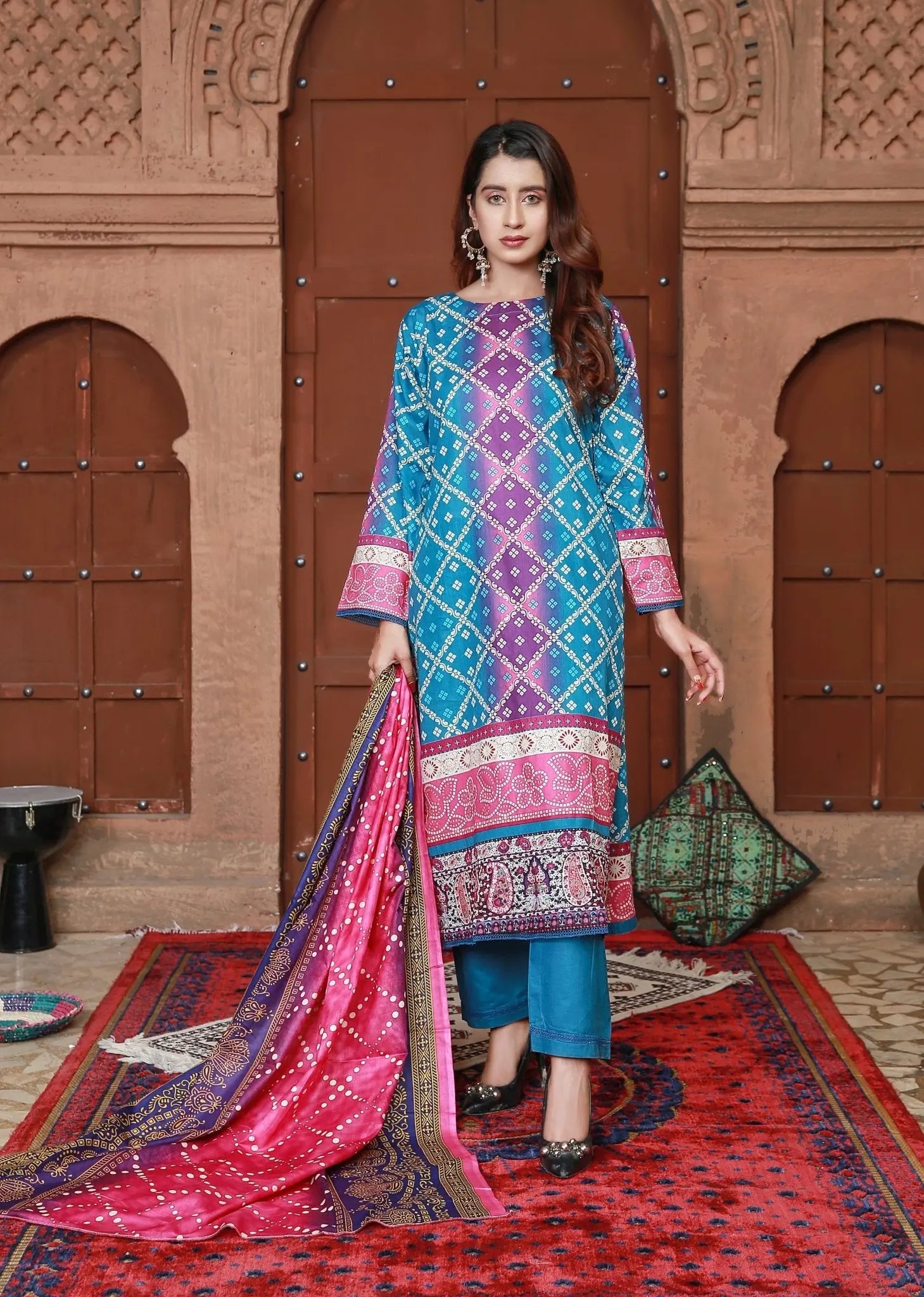 IshDeena Pakistani Lawn Salwar Kameez Indian Dresses for Women Ready to Wear Printed - IshDeena