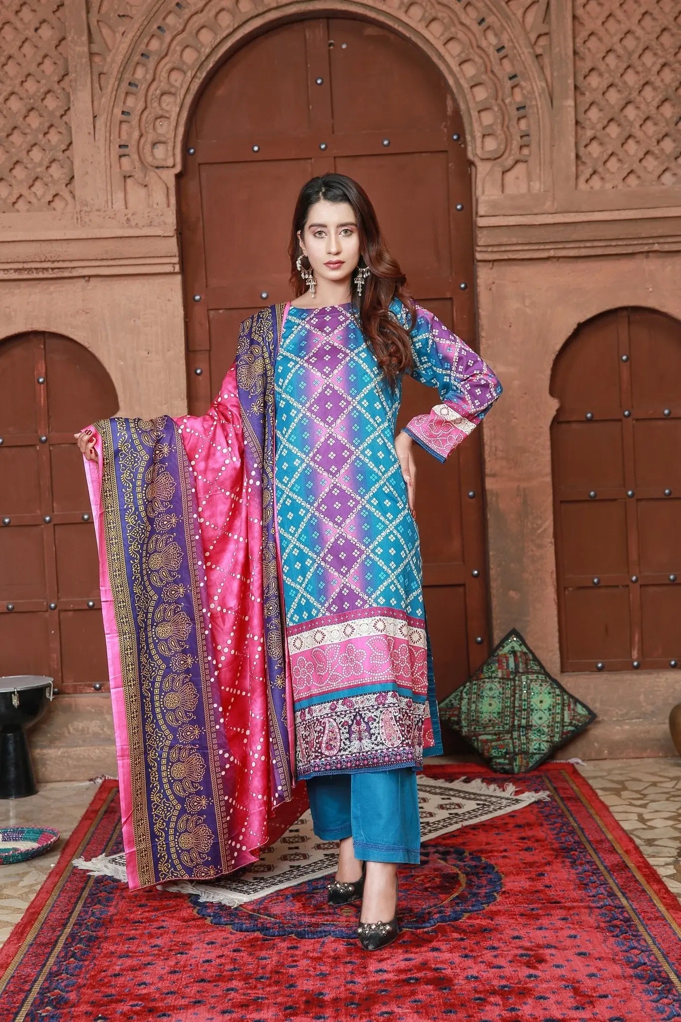 IshDeena Pakistani Lawn Salwar Kameez Indian Dresses for Women Ready to Wear Printed - IshDeena