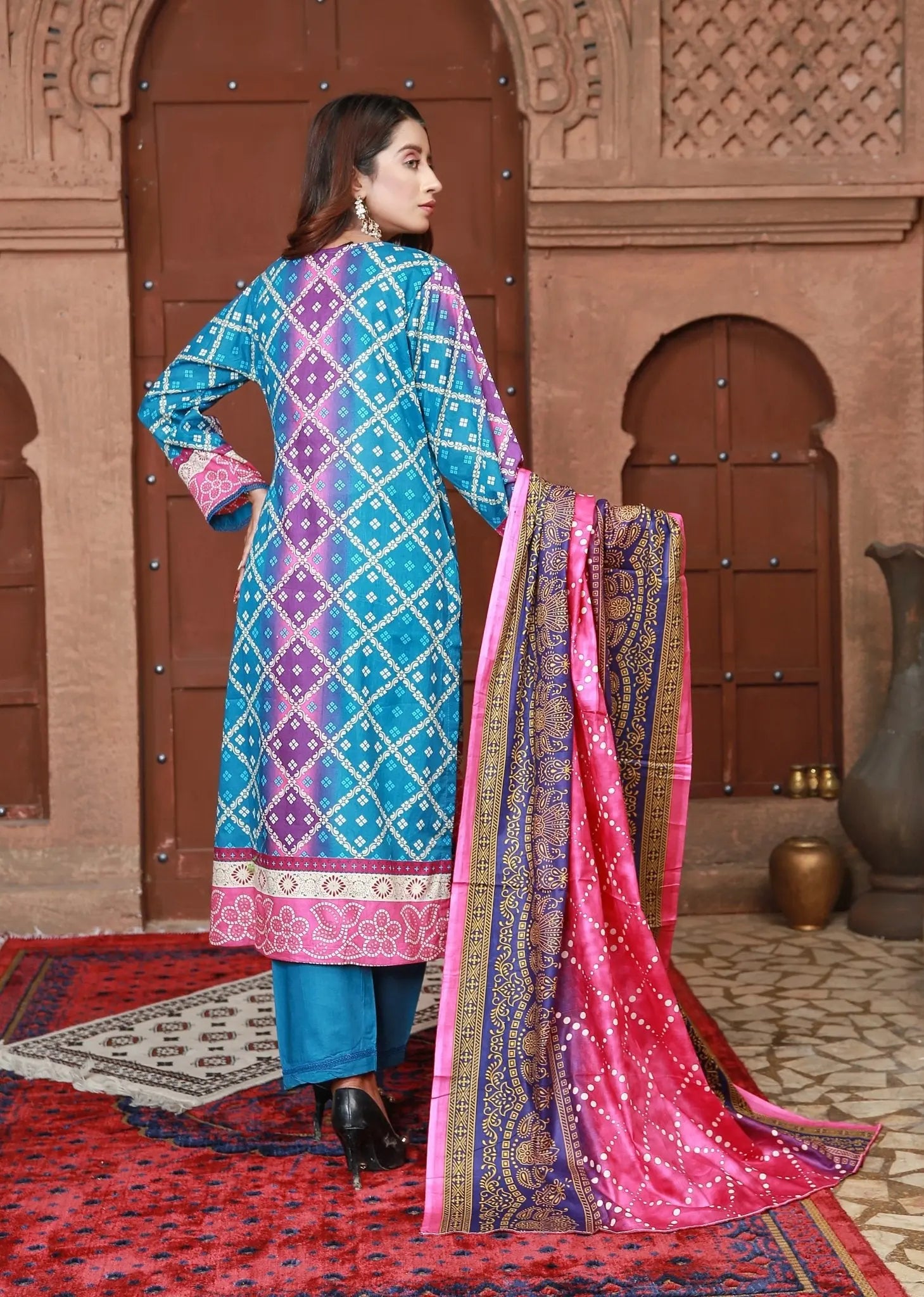 IshDeena Pakistani Lawn Salwar Kameez Indian Dresses for Women Ready to Wear Printed - IshDeena