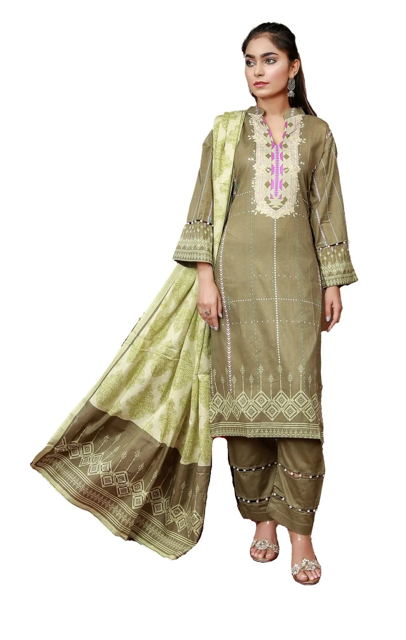 IshDeena Pakistani Lawn Salwar Kameez Indian Dresses for Women Ready to Wear Printed - IshDeena