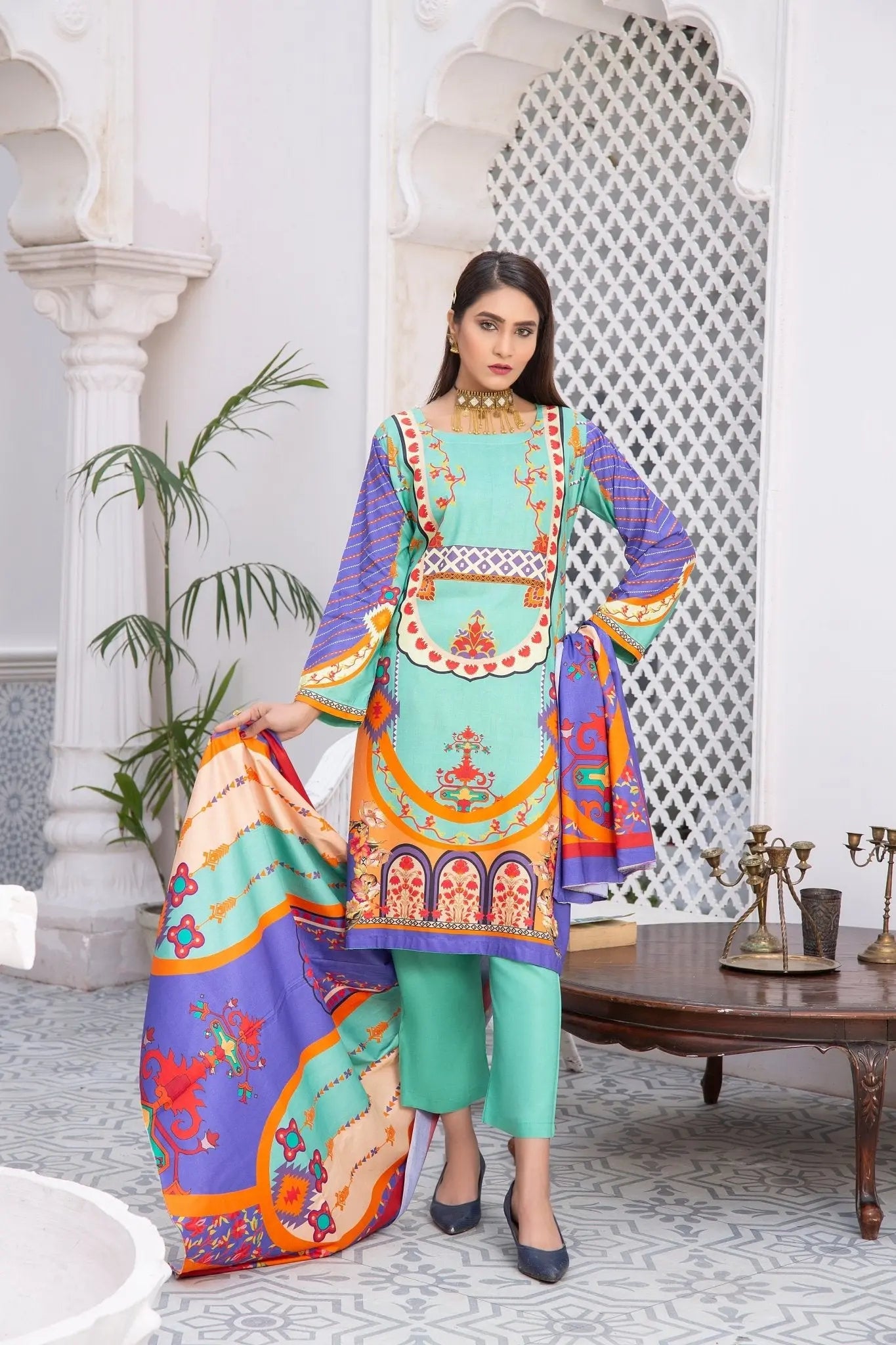 IshDeena Pakistani Linen Salwar Kameez Indian Dresses for Women Ready to Wear 3 Pieces - IshDeena