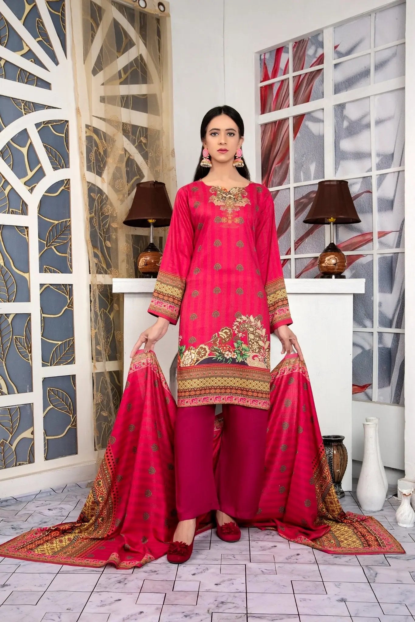 IshDeena Pakistani Linen Salwar Kameez Indian Dresses for Women Ready to Wear 3 Pieces - IshDeena