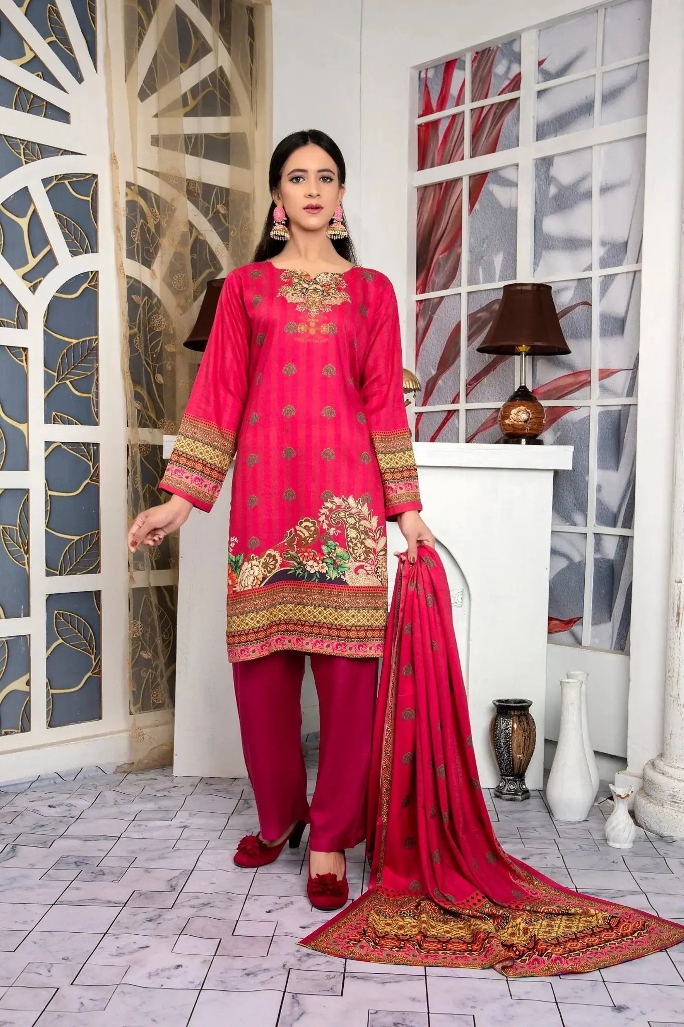 IshDeena Pakistani Linen Salwar Kameez Indian Dresses for Women Ready to Wear 3 Pieces - IshDeena