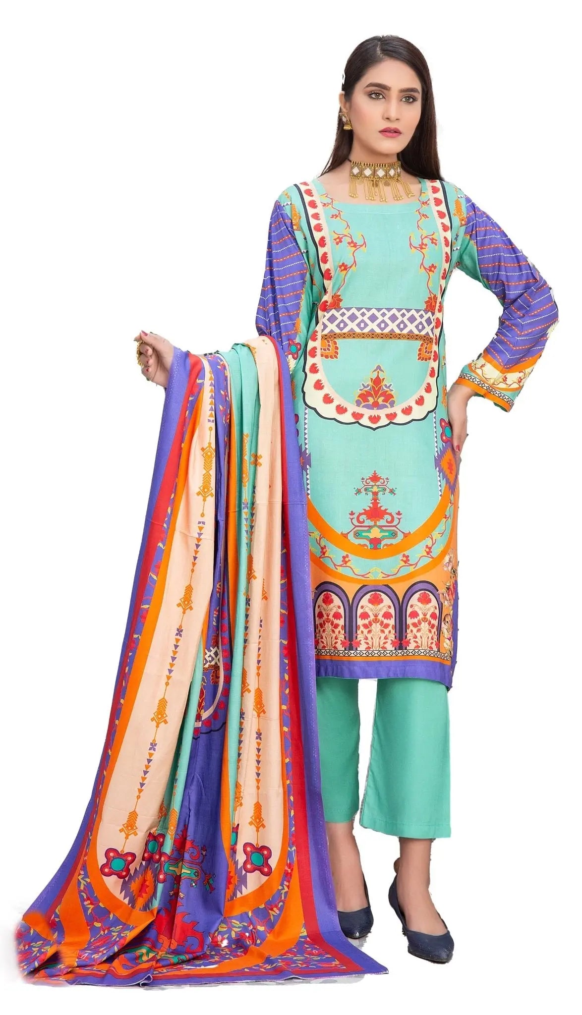 IshDeena Pakistani Linen Salwar Kameez Indian Dresses for Women Ready to Wear 3 Pieces - IshDeena