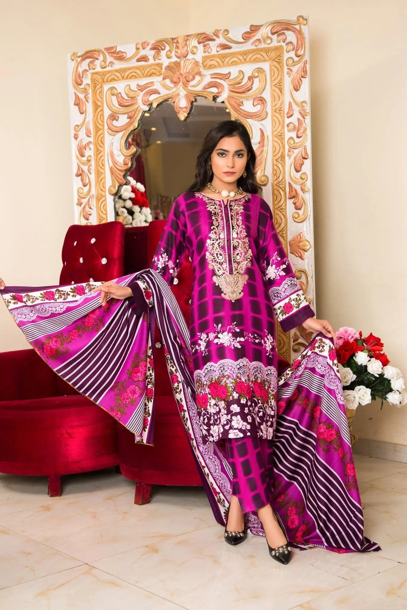 IshDeena Pakistani Salwar Kameez Indian Dresses for Women Ready to Wear Embroider Merino - IshDeena